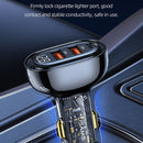 USAMS US-CC158 125W Type-C / USB-C + Dual USB Transparent Digital Display Car Charger(Blue)