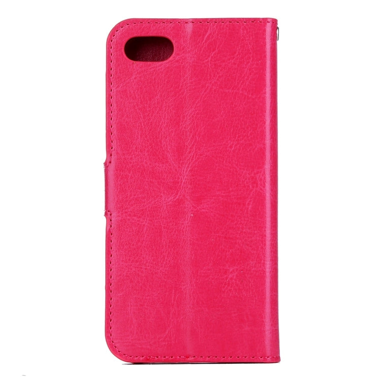 For iPhone 8 & 7 Crazy Horse Texture Horizontal Flip Leather Case with Magnetic Buckle & Holder & Card Slots & Wallet & Photo Frame(Magenta)