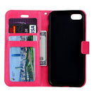 For iPhone 8 & 7 Crazy Horse Texture Horizontal Flip Leather Case with Magnetic Buckle & Holder & Card Slots & Wallet & Photo Frame(Magenta)