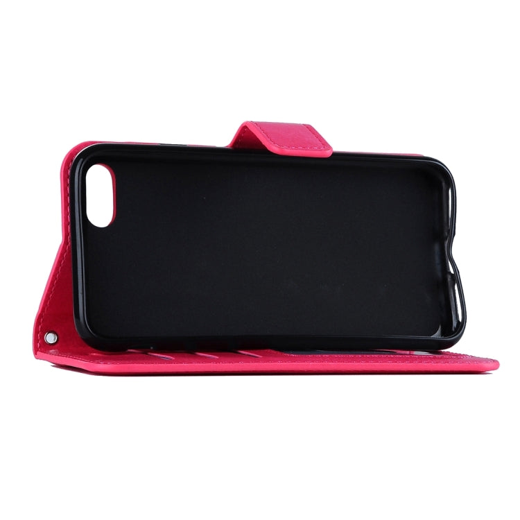 For iPhone 8 & 7 Crazy Horse Texture Horizontal Flip Leather Case with Magnetic Buckle & Holder & Card Slots & Wallet & Photo Frame(Magenta)