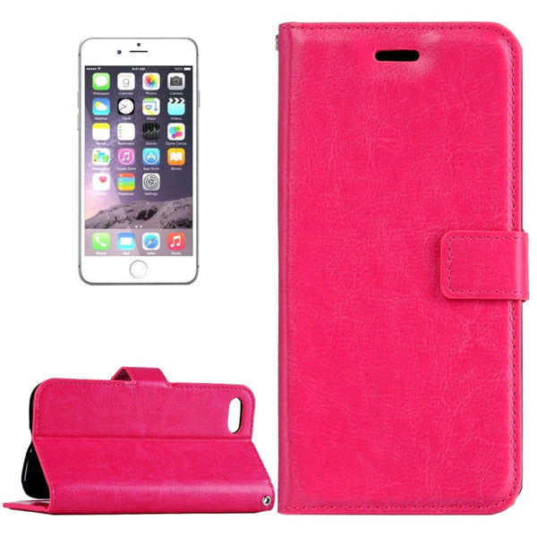 For iPhone 8 & 7 Crazy Horse Texture Horizontal Flip Leather Case with Magnetic Buckle & Holder & Card Slots & Wallet & Photo Frame(Magenta)