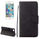 For iPhone 8 & 7 Pressed Flowers Butterfly Pattern Horizontal Flip Leather Case with Holder & Card Slots & Wallet(Black)
