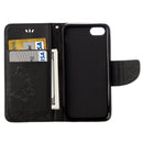 For iPhone 8 & 7 Pressed Flowers Butterfly Pattern Horizontal Flip Leather Case with Holder & Card Slots & Wallet(Black)
