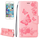 For iPhone 8 & 7 Pressed Flowers Butterfly Pattern Horizontal Flip Leather Case with Holder & Card Slots & Wallet(Pink)