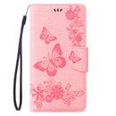 For iPhone 8 & 7 Pressed Flowers Butterfly Pattern Horizontal Flip Leather Case with Holder & Card Slots & Wallet(Pink)