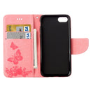 For iPhone 8 & 7 Pressed Flowers Butterfly Pattern Horizontal Flip Leather Case with Holder & Card Slots & Wallet(Pink)