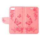 For iPhone 8 & 7 Pressed Flowers Butterfly Pattern Horizontal Flip Leather Case with Holder & Card Slots & Wallet(Pink)