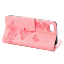 For iPhone 8 & 7 Pressed Flowers Butterfly Pattern Horizontal Flip Leather Case with Holder & Card Slots & Wallet(Pink)
