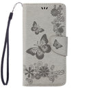 For iPhone 8 & 7 Pressed Flowers Butterfly Pattern Horizontal Flip Leather Case with Holder & Card Slots & Wallet(Grey)