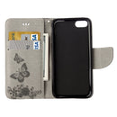 For iPhone 8 & 7 Pressed Flowers Butterfly Pattern Horizontal Flip Leather Case with Holder & Card Slots & Wallet(Grey)