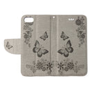 For iPhone 8 & 7 Pressed Flowers Butterfly Pattern Horizontal Flip Leather Case with Holder & Card Slots & Wallet(Grey)