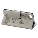 For iPhone 8 & 7 Pressed Flowers Butterfly Pattern Horizontal Flip Leather Case with Holder & Card Slots & Wallet(Grey)