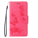 For iPhone 8 & 7 Pressed Flowers Butterfly Pattern Horizontal Flip Leather Case with Holder & Card Slots & Wallet(Magenta)