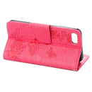 For iPhone 8 & 7 Pressed Flowers Butterfly Pattern Horizontal Flip Leather Case with Holder & Card Slots & Wallet(Magenta)