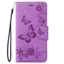 For iPhone 8 & 7 Pressed Flowers Butterfly Pattern Horizontal Flip Leather Case with Holder & Card Slots & Wallet(Purple)