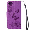 For iPhone 8 & 7 Pressed Flowers Butterfly Pattern Horizontal Flip Leather Case with Holder & Card Slots & Wallet(Purple)