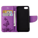 For iPhone 8 & 7 Pressed Flowers Butterfly Pattern Horizontal Flip Leather Case with Holder & Card Slots & Wallet(Purple)