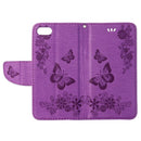 For iPhone 8 & 7 Pressed Flowers Butterfly Pattern Horizontal Flip Leather Case with Holder & Card Slots & Wallet(Purple)