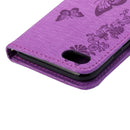 For iPhone 8 & 7 Pressed Flowers Butterfly Pattern Horizontal Flip Leather Case with Holder & Card Slots & Wallet(Purple)