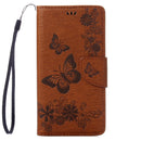 For iPhone 8 & 7 Pressed Flowers Butterfly Pattern Horizontal Flip Leather Case with Holder & Card Slots & Wallet(Brown)