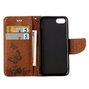 For iPhone 8 & 7 Pressed Flowers Butterfly Pattern Horizontal Flip Leather Case with Holder & Card Slots & Wallet(Brown)