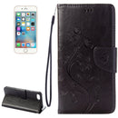 For iPhone 8 & 7 Pressed Flowers Horizontal Flip Leather Case with Holder & Card Slots & Wallet(Black)