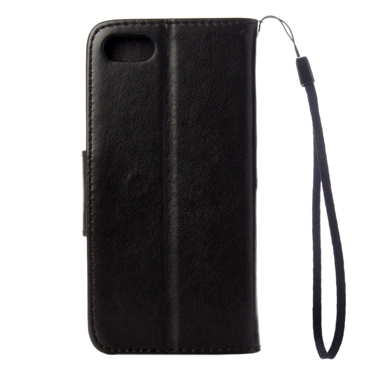 For iPhone 8 & 7 Pressed Flowers Horizontal Flip Leather Case with Holder & Card Slots & Wallet(Black)