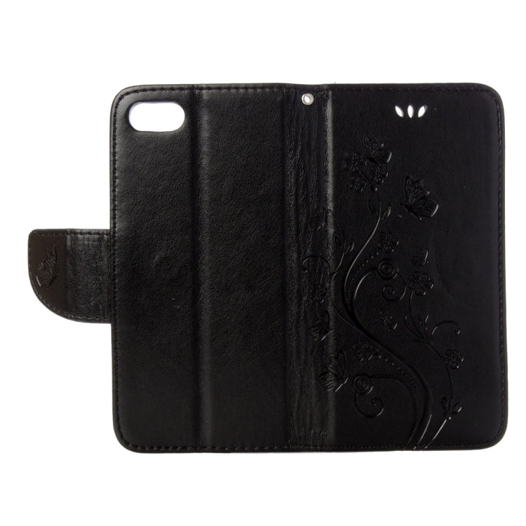 For iPhone 8 & 7 Pressed Flowers Horizontal Flip Leather Case with Holder & Card Slots & Wallet(Black)