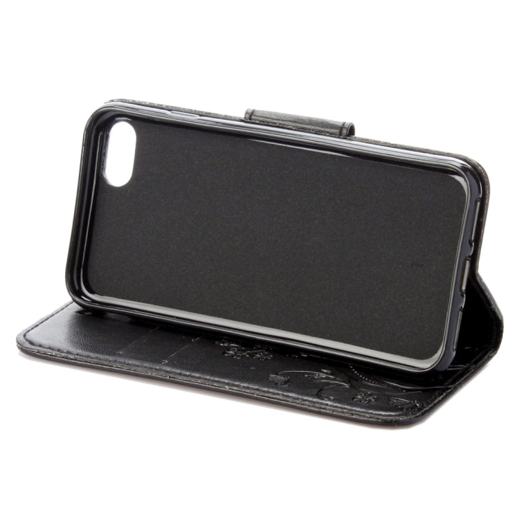 For iPhone 8 & 7 Pressed Flowers Horizontal Flip Leather Case with Holder & Card Slots & Wallet(Black)