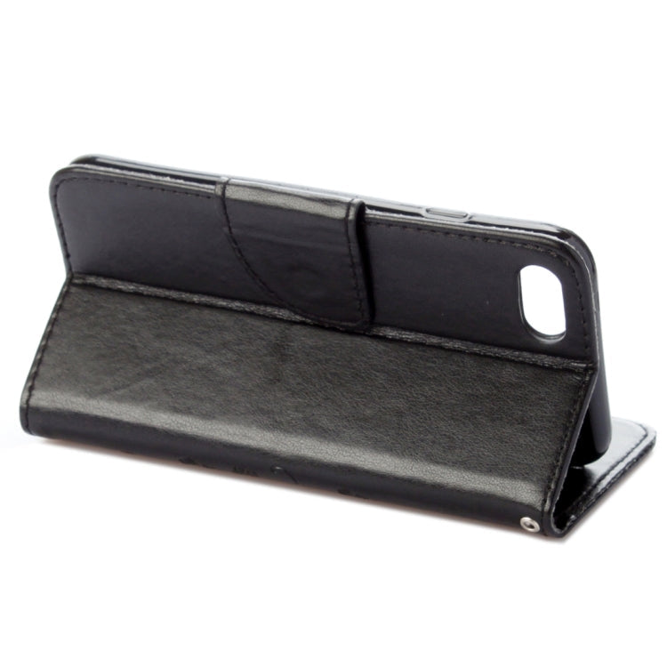 For iPhone 8 & 7 Pressed Flowers Horizontal Flip Leather Case with Holder & Card Slots & Wallet(Black)