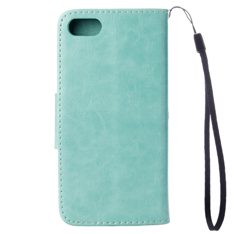 For iPhone 8 & 7 Pressed Flowers Horizontal Flip Leather Case with Holder & Card Slots & Wallet(Green)