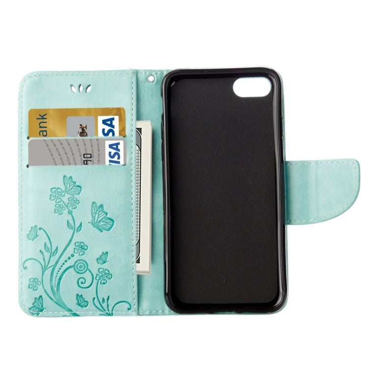 For iPhone 8 & 7 Pressed Flowers Horizontal Flip Leather Case with Holder & Card Slots & Wallet(Green)