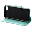 For iPhone 8 & 7 Pressed Flowers Horizontal Flip Leather Case with Holder & Card Slots & Wallet(Green)