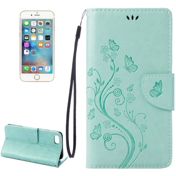 For iPhone 8 & 7 Pressed Flowers Horizontal Flip Leather Case with Holder & Card Slots & Wallet(Green)