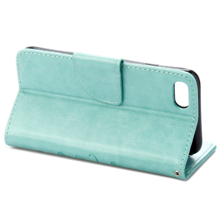 For iPhone 8 & 7 Pressed Flowers Horizontal Flip Leather Case with Holder & Card Slots & Wallet(Green)