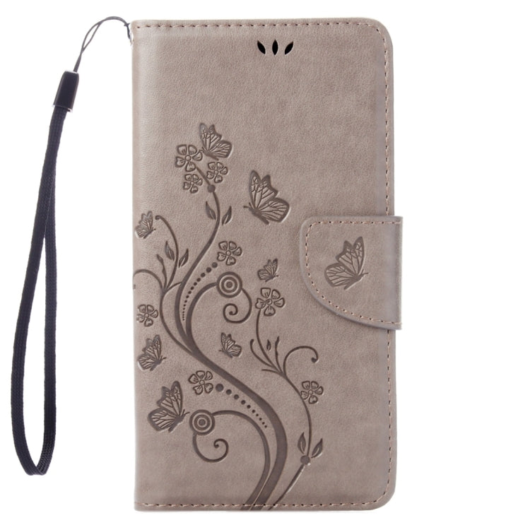 For iPhone 8 & 7 Pressed Flowers Horizontal Flip Leather Case with Holder & Card Slots & Wallet(Grey)