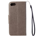 For iPhone 8 & 7 Pressed Flowers Horizontal Flip Leather Case with Holder & Card Slots & Wallet(Grey)
