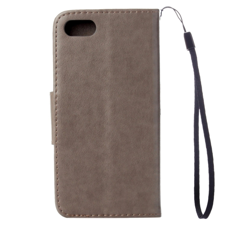 For iPhone 8 & 7 Pressed Flowers Horizontal Flip Leather Case with Holder & Card Slots & Wallet(Grey)