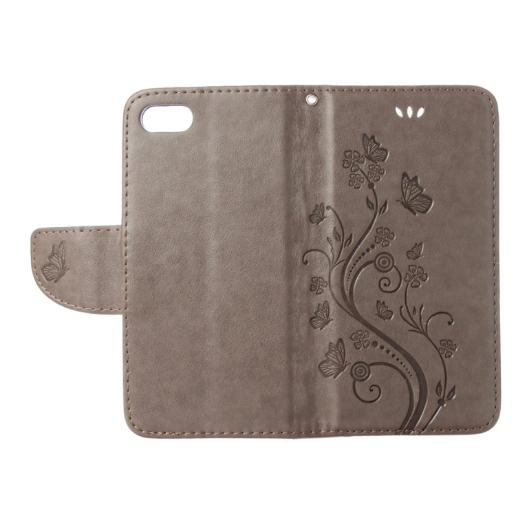 For iPhone 8 & 7 Pressed Flowers Horizontal Flip Leather Case with Holder & Card Slots & Wallet(Grey)
