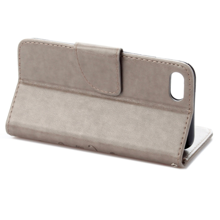 For iPhone 8 & 7 Pressed Flowers Horizontal Flip Leather Case with Holder & Card Slots & Wallet(Grey)