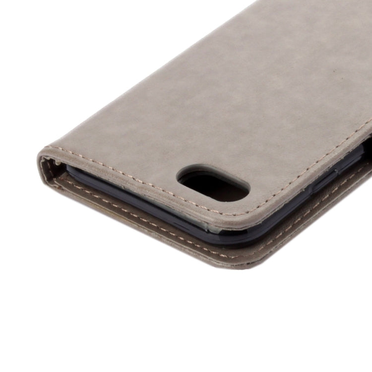 For iPhone 8 & 7 Pressed Flowers Horizontal Flip Leather Case with Holder & Card Slots & Wallet(Grey)