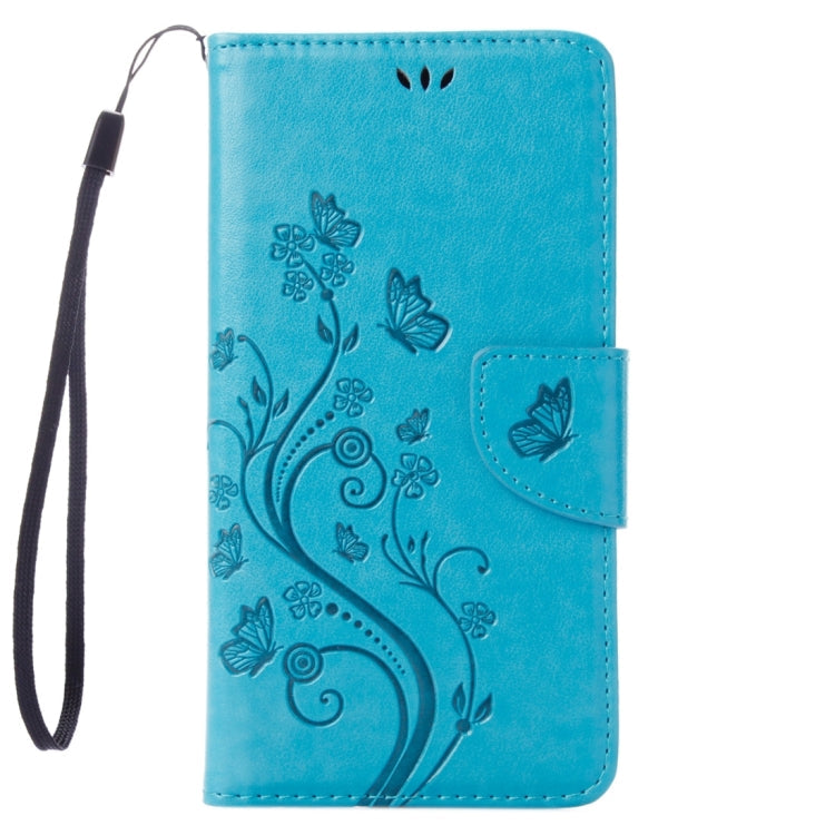 For iPhone 8 & 7 Pressed Flowers Horizontal Flip Leather Case with Holder & Card Slots & Wallet(Blue)