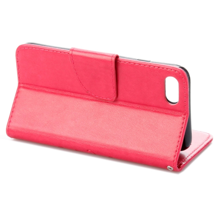 For iPhone 8 & 7 Pressed Flowers Horizontal Flip Leather Case with Holder & Card Slots & Wallet(Magenta)
