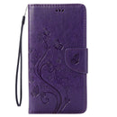 For iPhone 8 & 7 Pressed Flowers Horizontal Flip Leather Case with Holder & Card Slots & Wallet(Purple)