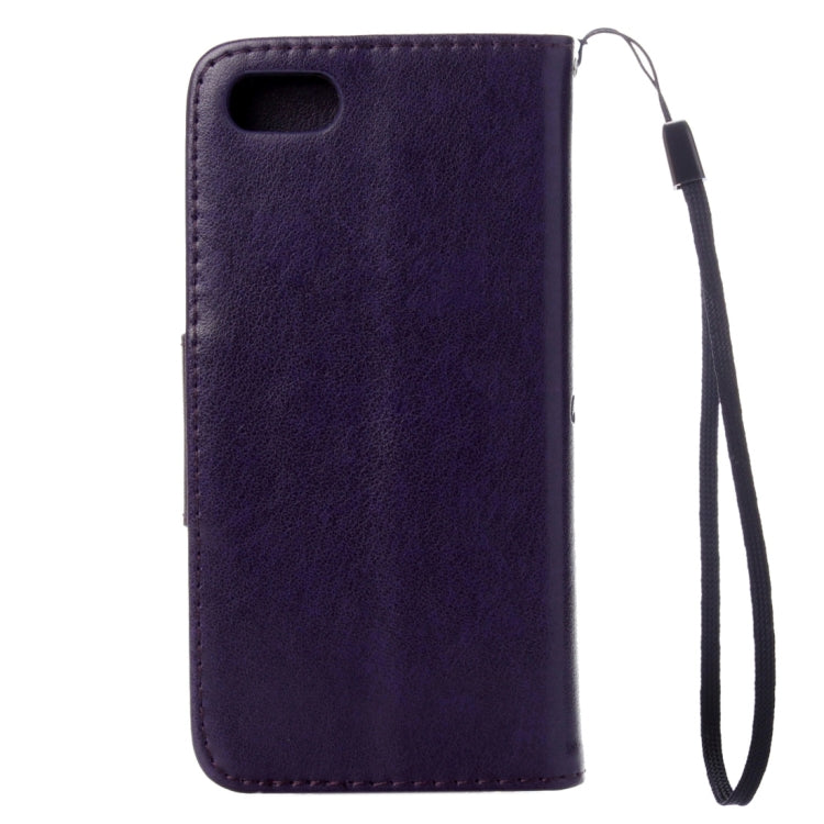 For iPhone 8 & 7 Pressed Flowers Horizontal Flip Leather Case with Holder & Card Slots & Wallet(Purple)