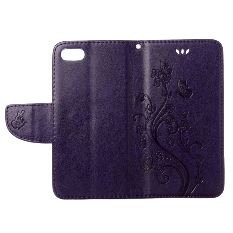 For iPhone 8 & 7 Pressed Flowers Horizontal Flip Leather Case with Holder & Card Slots & Wallet(Purple)