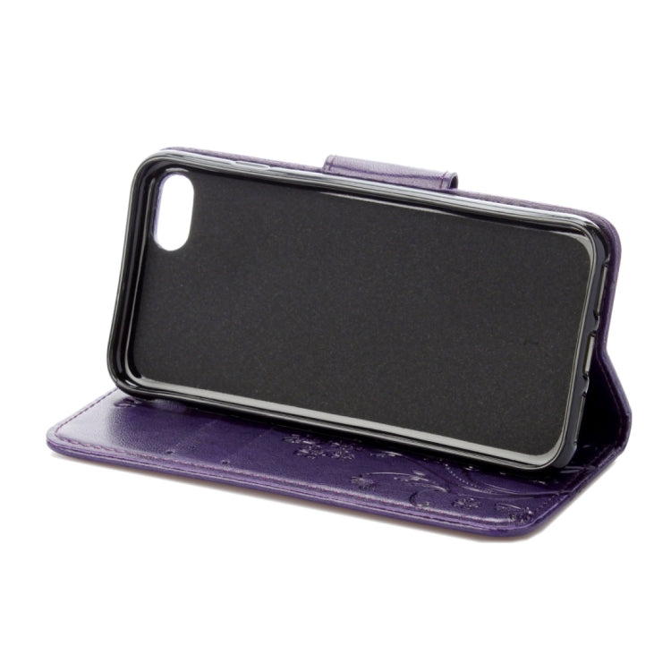 For iPhone 8 & 7 Pressed Flowers Horizontal Flip Leather Case with Holder & Card Slots & Wallet(Purple)