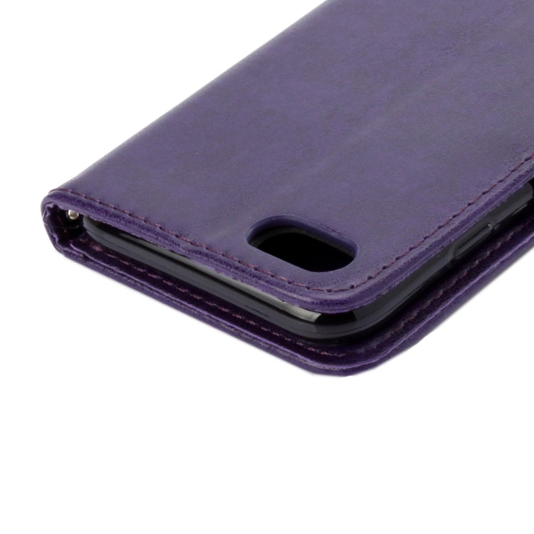 For iPhone 8 & 7 Pressed Flowers Horizontal Flip Leather Case with Holder & Card Slots & Wallet(Purple)