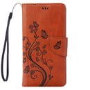 For iPhone 8 & 7 Pressed Flowers Horizontal Flip Leather Case with Holder & Card Slots & Wallet(Brown)