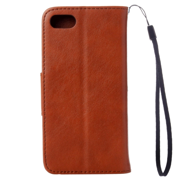 For iPhone 8 & 7 Pressed Flowers Horizontal Flip Leather Case with Holder & Card Slots & Wallet(Brown)